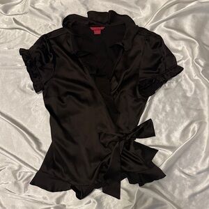 Elegant Vintage Satin Wrap Top